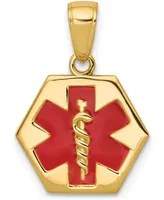 Medical Info Hexagon Charm Pendant in 14k Gold