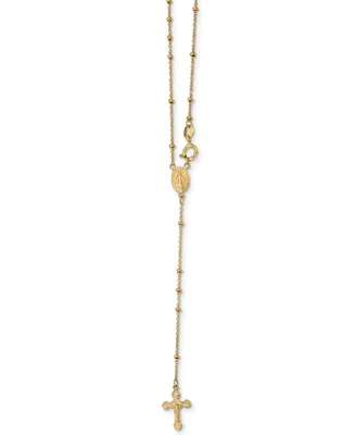Cross Rosary Lariat Necklace in 14k Yellow Gold, 19 1/2" + 3 1/2" extender