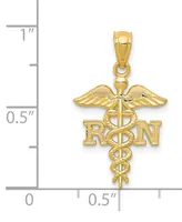 Registered Nurse Charm Pendant in 14k Yellow Gold