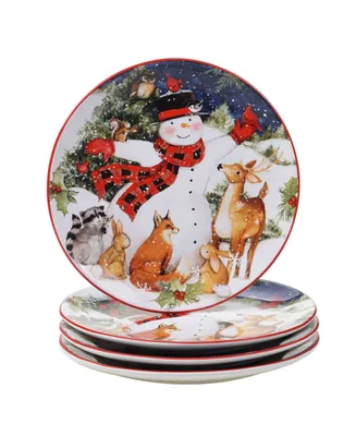 Certified International Magic of Christmas Snowman 4 Piece Dinner Plate