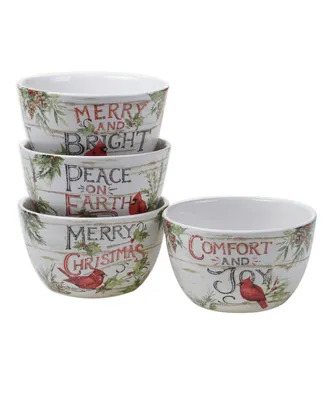 Certified International Evergreen Christmas 4 Piece Ice Cream Bowl