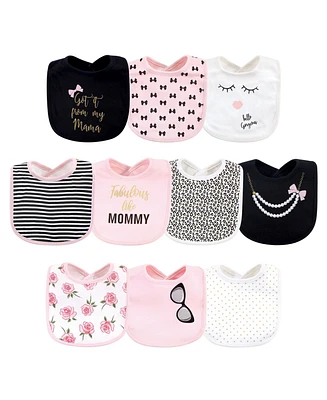 Little Treasure Baby Girl Cotton Bibs 10pk, Mama, One