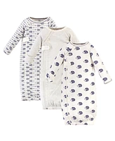 Touched by Nature Baby Girls Organic Cotton Zipper Long-Sleeve Gowns 3pk