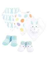 Hudson Baby Infant Cotton Bib and Sock Set 5pk, Neutral 1St Easter, One Size