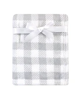 Luvable Friends Baby Coral Fleece Blanket, Grey Plaid, One Size