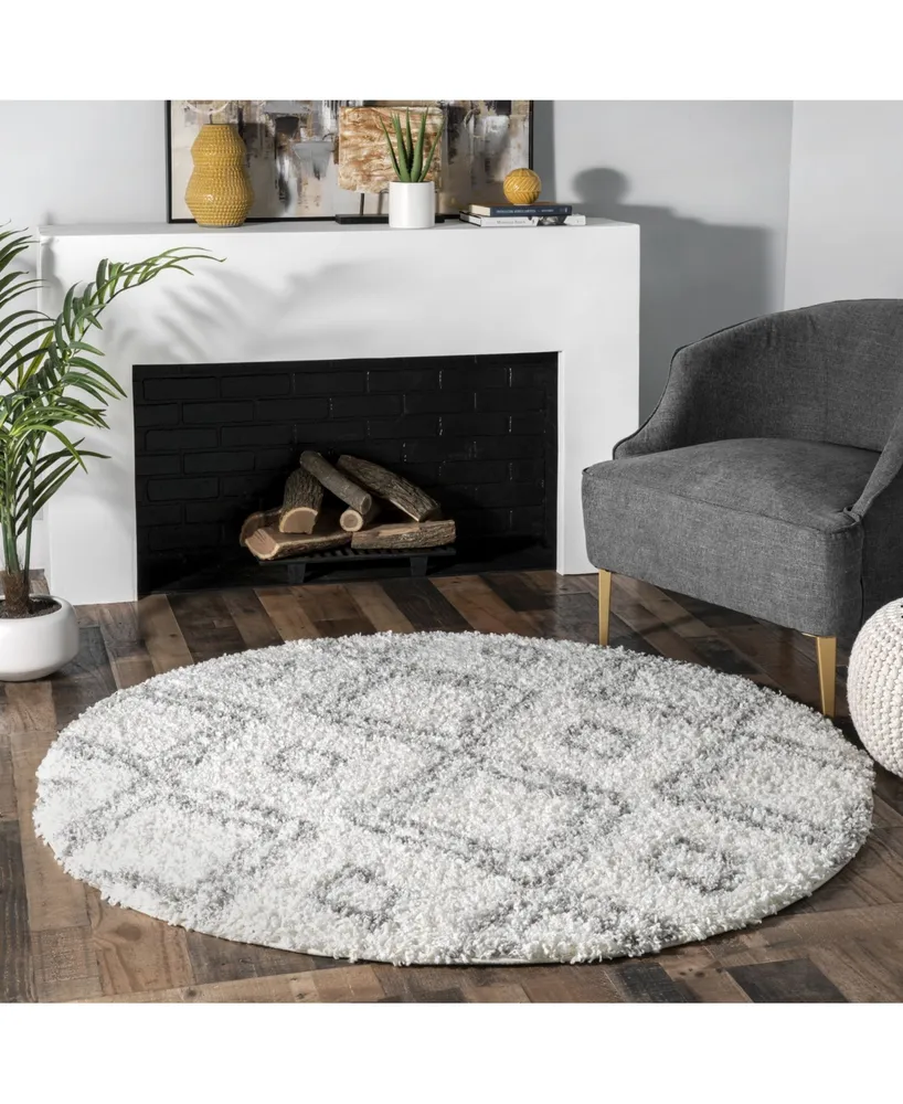 nuLoom Iola OZSG18A White 4' x 4' Round Area Rug