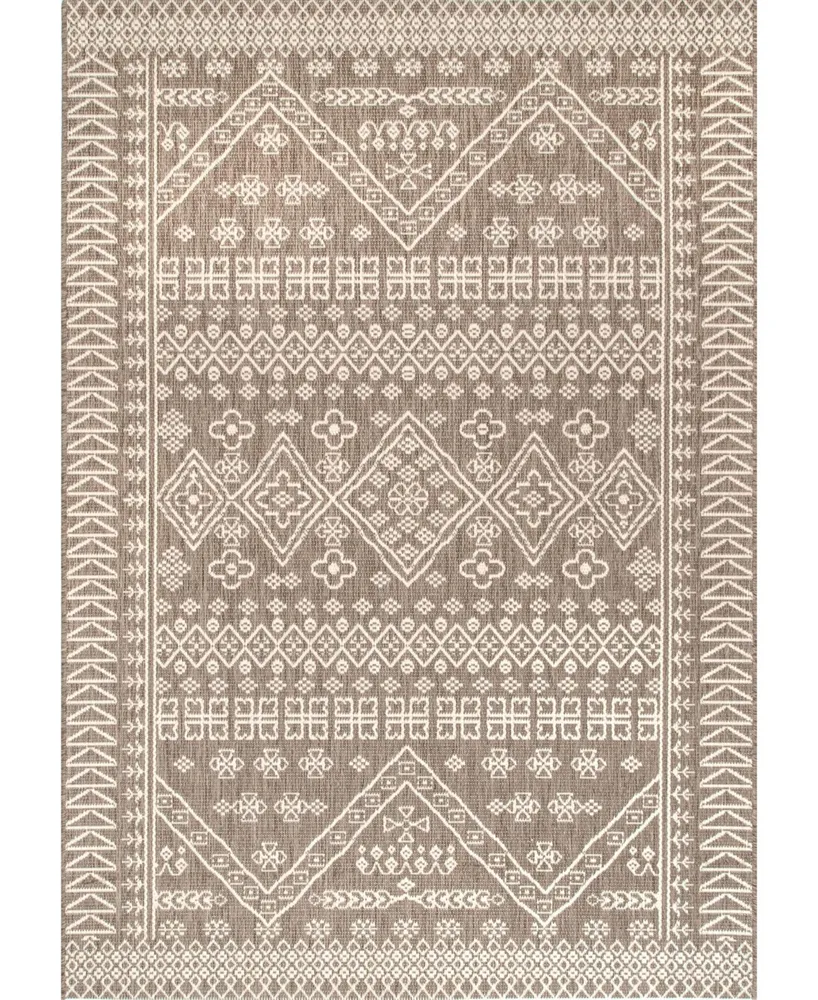 nuLoom Kandace OWDN24D Beige 5'3" x 7'6" Outdoor Area Rug