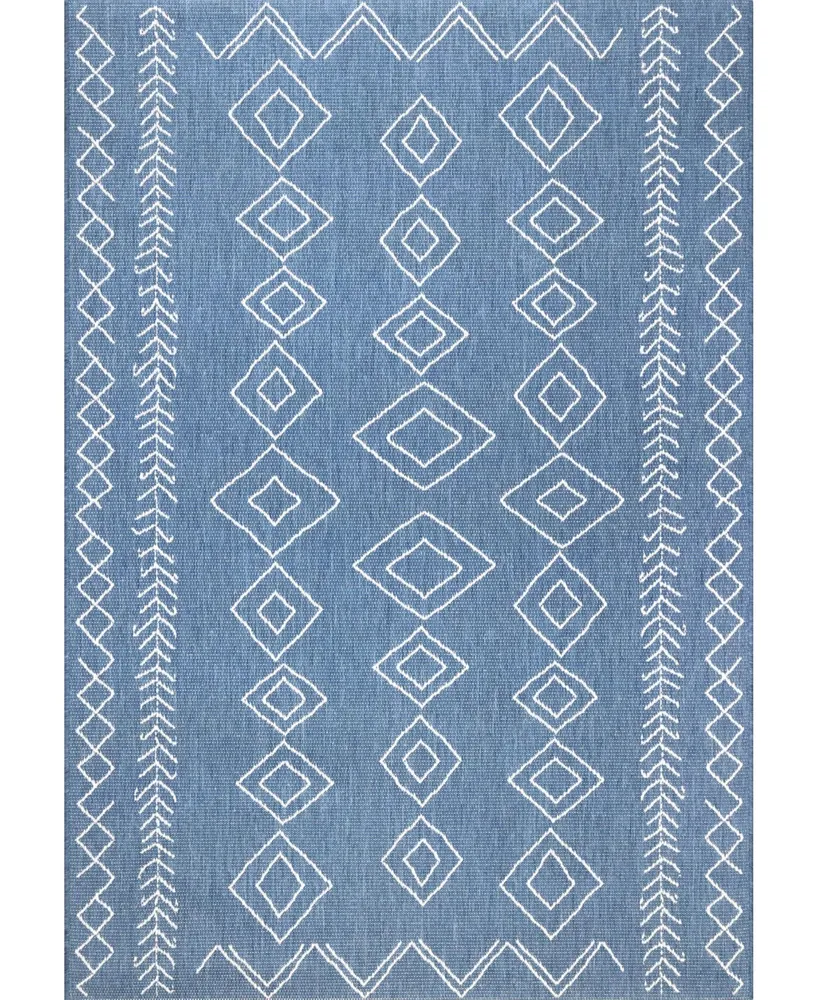 nuLoom Serna OWDN23B Blue 5'3" x 7'6" Outdoor Area Rug