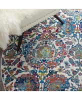 Nourison Home Ankara Global ANR06 Ivory and Blue 6' Round Rug