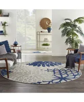 Nourison Home Aloha ALH05 Ivory and Navy 7'10" Round Rug