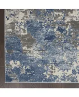 Nourison Home Rustic Textures RUS08 Gray and Blue 5'3" x 7'3" Area Rug