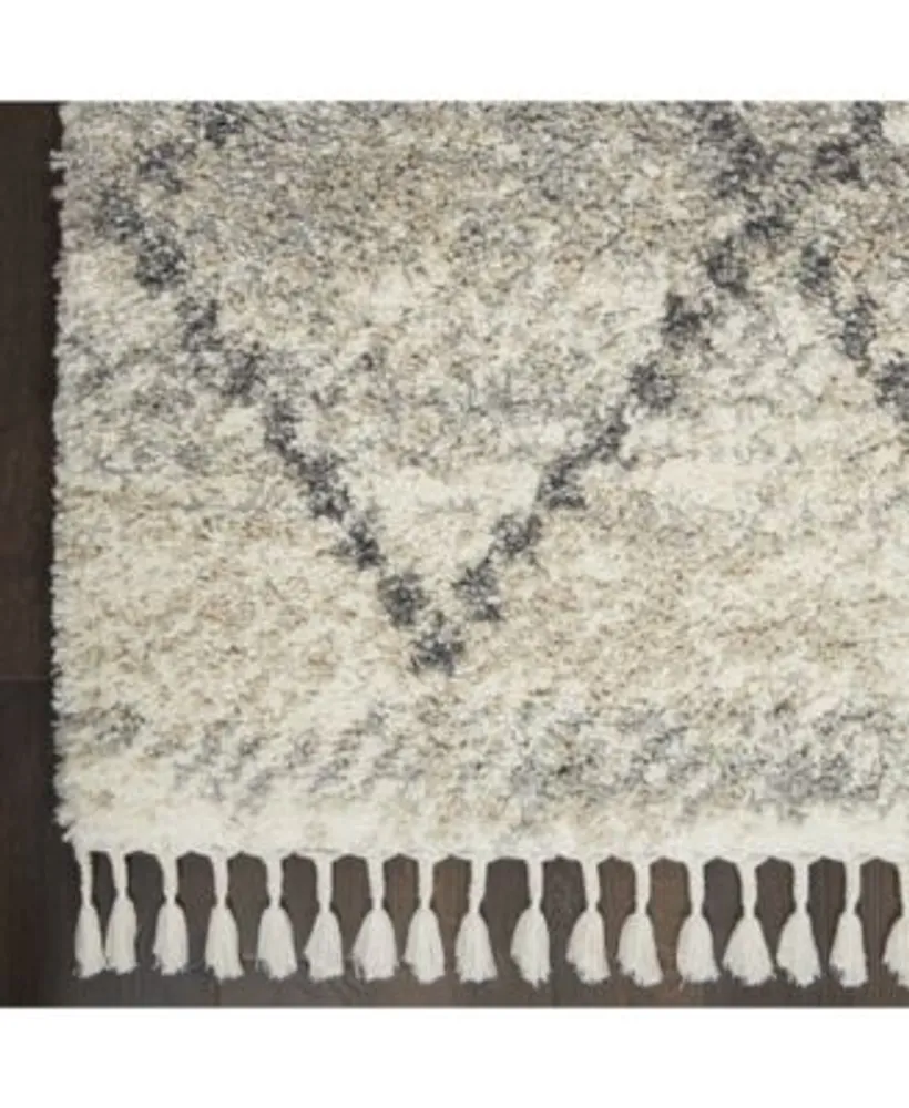 Nourison Home Oslo Shag Osl01 Ivory Gray Rug