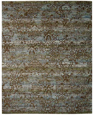 Closeout! Nourison Home Rhapsody RH009 Blue and Moss 5'6" x 8' Area Rug