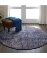 Nourison Home Ankara Global ANR08 Navy and Multi 4' Round Rug