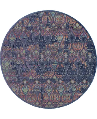 Nourison Home Ankara Global ANR08 Navy and Multi 6' Round Rug