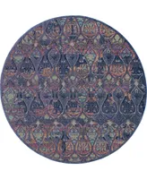 Nourison Home Ankara Global ANR08 Navy and Multi 6' Round Rug