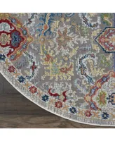 Nourison Home Ankara Global ANR12 Gray and Multi 4' Round Rug