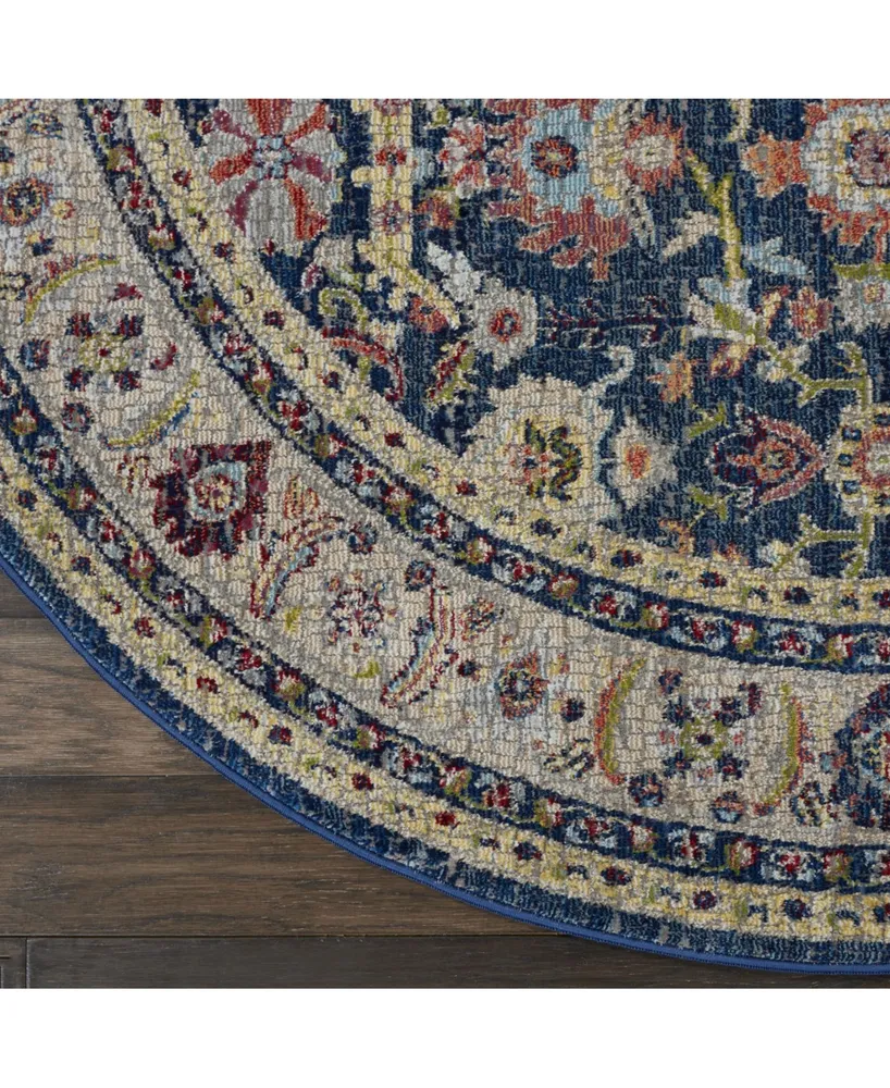 Nourison Home Ankara Global ANR13 Navy and Multi 6' Round Rug