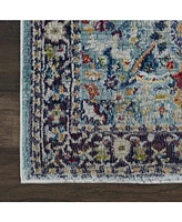 Nourison Home Ankara Global ANR14 Teal and Multi 2'4" x 8' Runner Rug