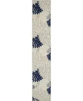 Nourison Home Aloha ALH05 Ivory and Navy 2'3" x 12' Runner Rug