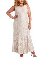 R & M Richards Plus Gown Sheer Overlay