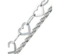 Giani Bernini Double Row Heart Ankle Bracelet 18k Gold-Plated Sterling Silver & Silver, Created for Macy's