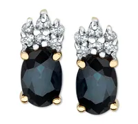 Sapphire (1-1/5 ct. t.w.) & Diamond (1/10 ct. t.w.) Stud Earrings in 14k Gold