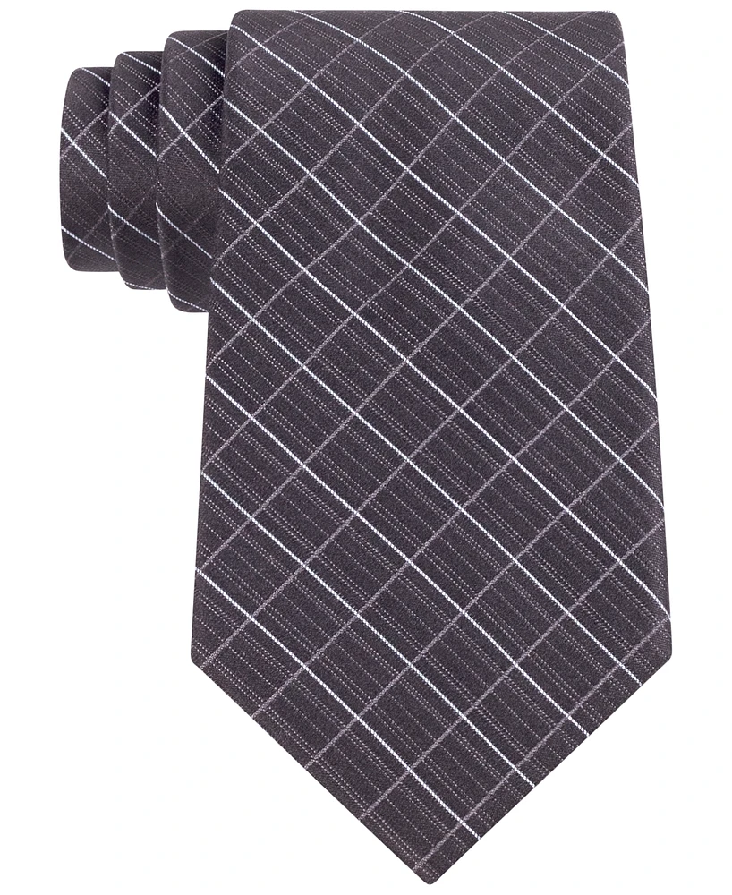 Calvin Klein Etched Large Grid Windowpane Slim Tie