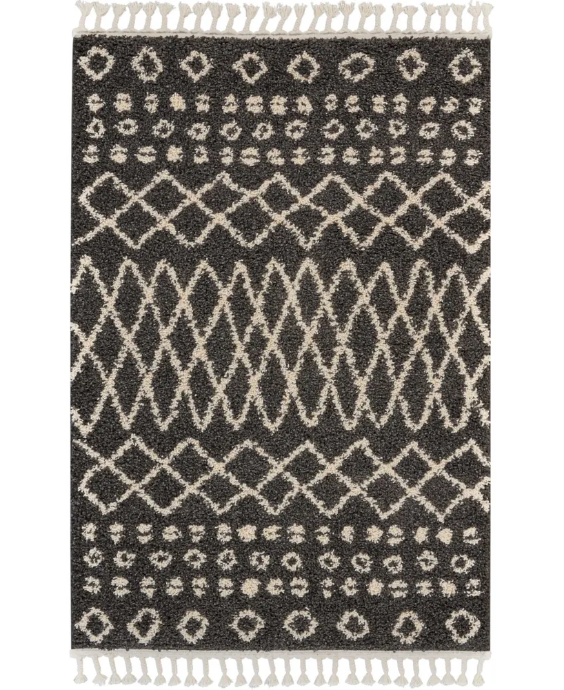 Closeout! Nourison Home Moroccan Shag MRS02 Charcoal 3'11" x 6'7" Area Rug