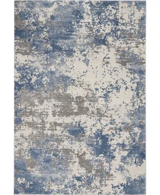 Nourison Home Rustic Textures RUS08 Gray and Blue 5'3" x 7'3" Area Rug