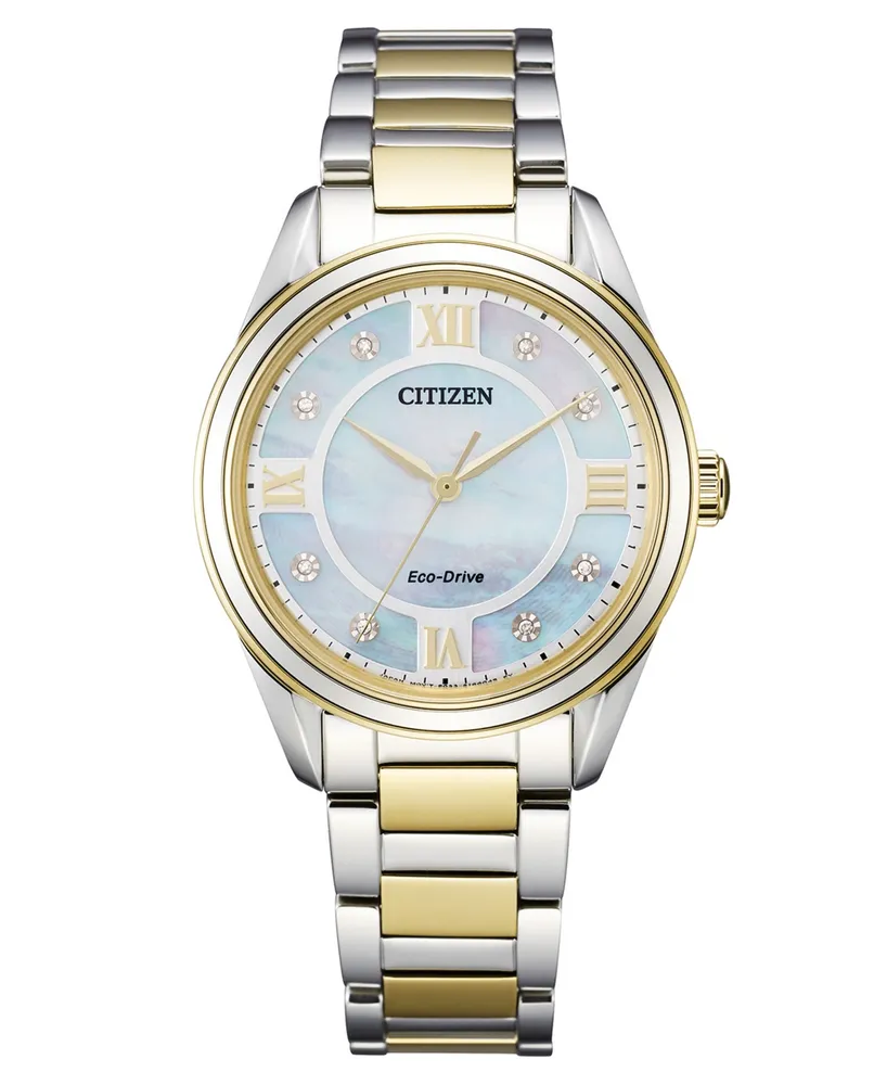 Citizen Eco-Drive Women's Arezzo Diamond-Accent Two-Tone Stainless Steel Bracelet Watch 32mm