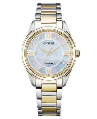 Citizen Eco-Drive Women's Arezzo Diamond-Accent Two-Tone Stainless Steel Bracelet Watch 32mm - Two