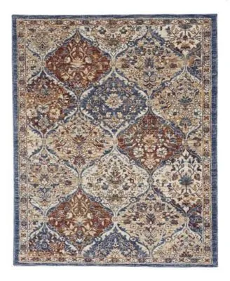 Closeout Km Home Taza Panel Taz03 Blue Area Rug Collection