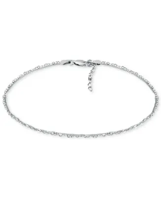 Giani Bernini Double Chain Link Ankle Bracelet Sterling Silver and 18k Over Silver, Created for Macy's