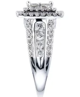 Diamond Princess Quad Cluster Halo Engagement Ring (2 ct. t.w.) in 14k White Gold