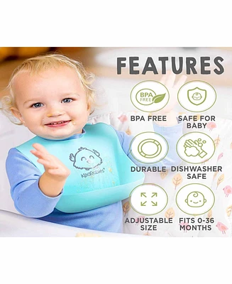 KeaBabies 2-Pack Silicone Bibs For Babies, Food Grade Silicone Baby Bibs for Eating, Feeding, Toddler Bibs, Boys, Girls