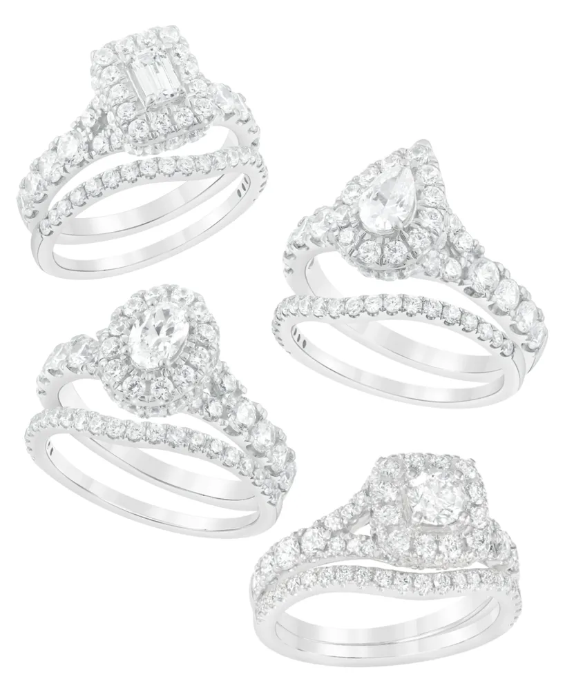 Diamond Pear-Cut Halo Bridal Set (2. ct. t.w.) in 14K White, Yellow or Rose Gold
