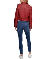 Levi's Women's Faux-Leather Belted Hem Moto Jacket