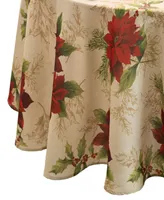 Elrene Festive Poinsettia Holiday Round Tablecloth, 70" x 70"