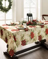 Elrene Festive Poinsettia Holiday Tablecloth 60x102