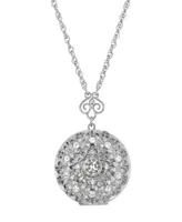 2028 Silver-Tone Round Crystal Locket 30" Necklace