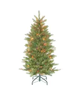 Puleo 4.5FT Pre-Lit Slim Franklin Fir Artificial Christmas Tree