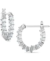 Swarovski Silver-Tone Extra-Small Crystal Hoop Earrings, 0.50"