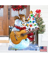 Designocracy by Dona Gelsinger Guitar Rocker Snowman Freestanding Large Yard Decor