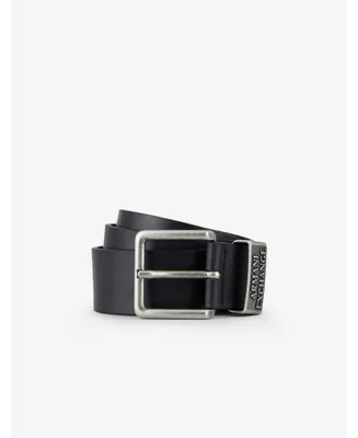 A|X Armani Exchange Ax Bold Buckle Logo Leather Belt