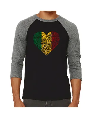 La Pop Art One Love Heart Men's Raglan Word T-shirt