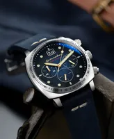 Spinnaker Men's Hull Chrono Navy Blue Genuine Leather Strap Watch 42mm