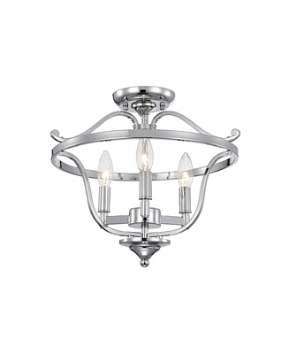 Home Accessories Karl 15" 3-Light Indoor Semi-Flush Mount Ceiling Light with Light Kit