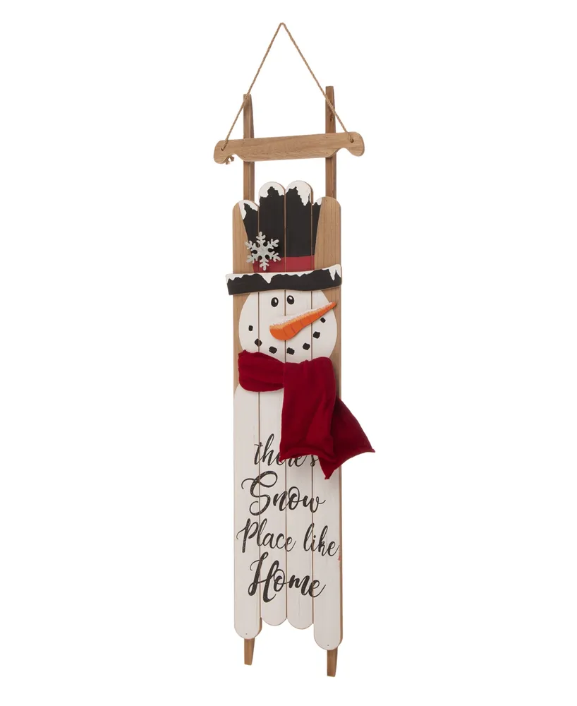 Glitzhome Wooden Christmas Snowman Porch Sign