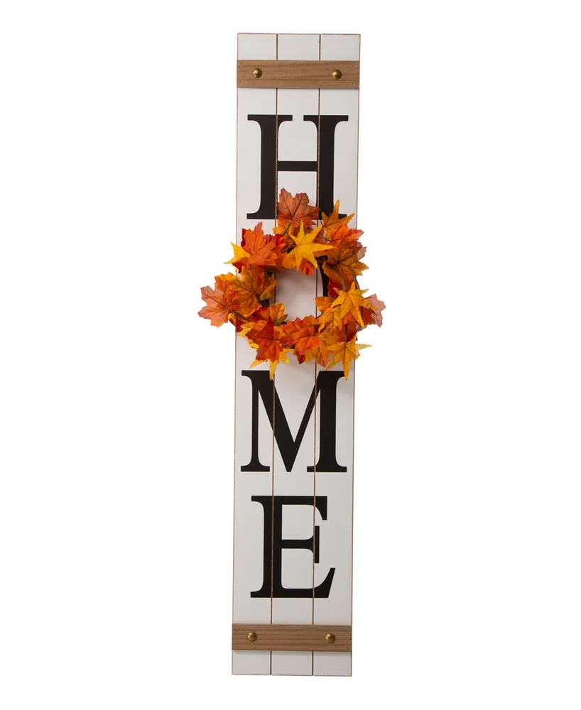 Glitzhome Wooden "Home" Floral Porch Sign, Set of 4